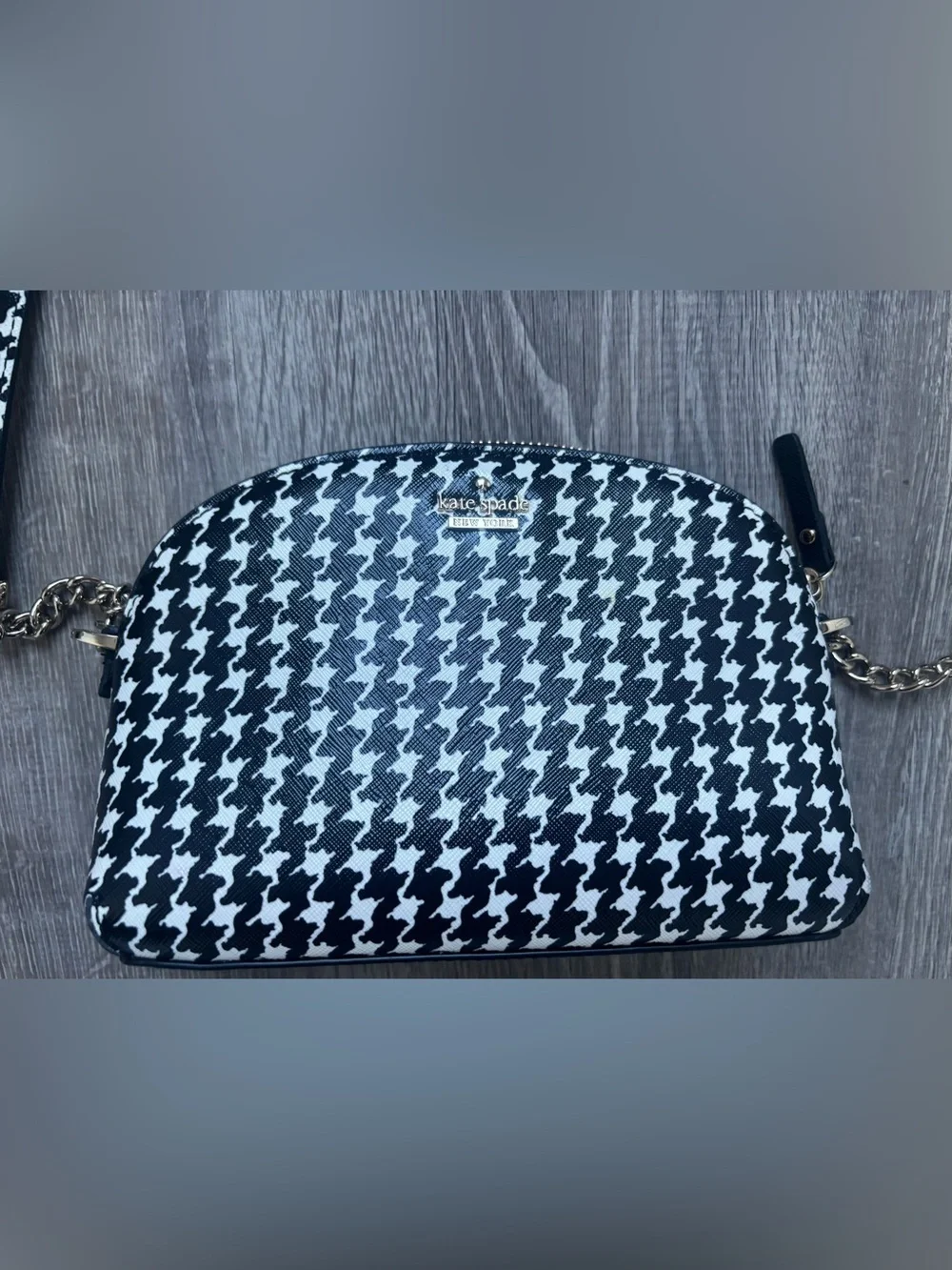 Kate Spade Dome Crossbody Bag Black and White Houndstooth